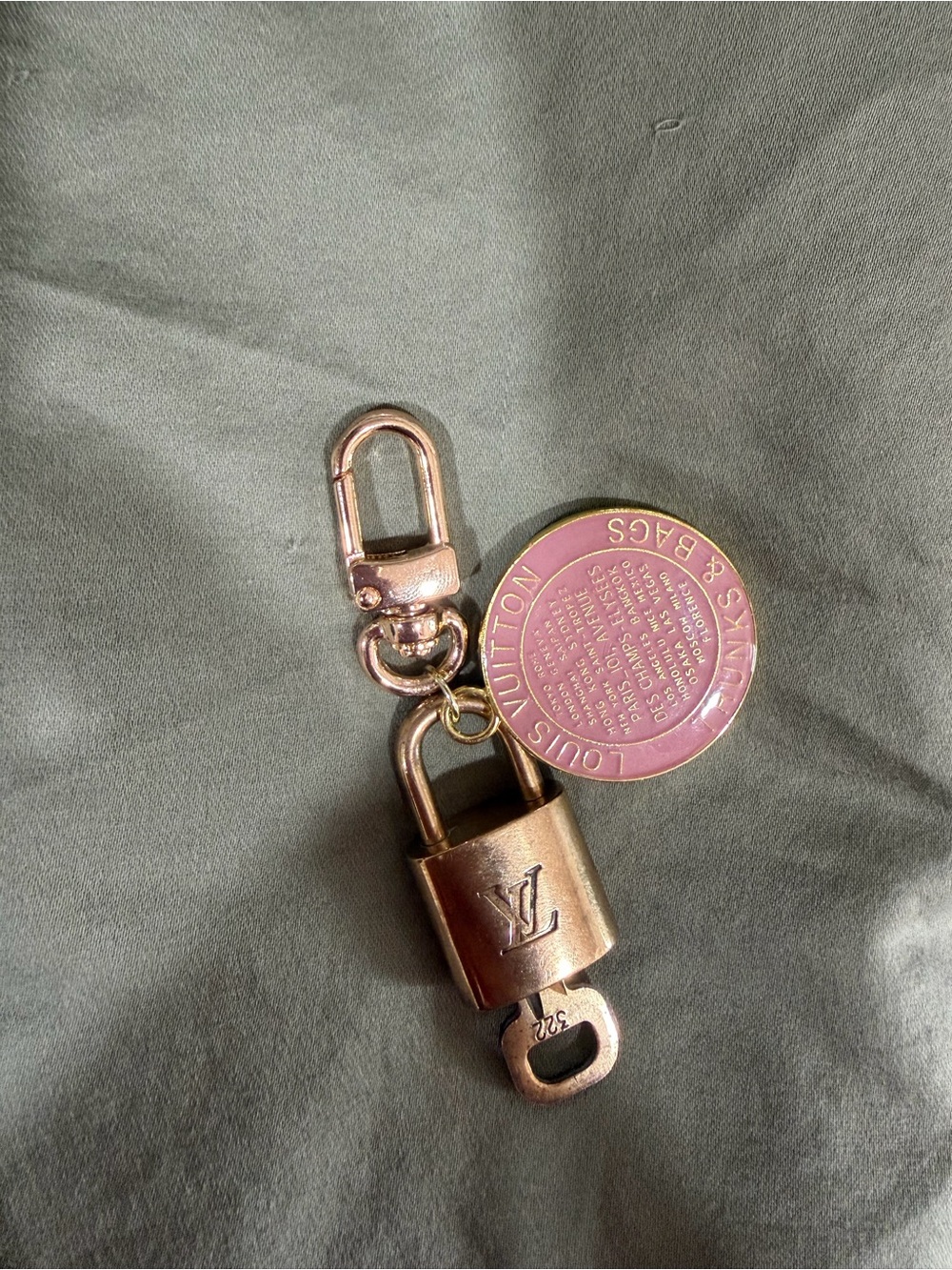 Louis Vuitton Gold Lock & Key with Rose Key Charm